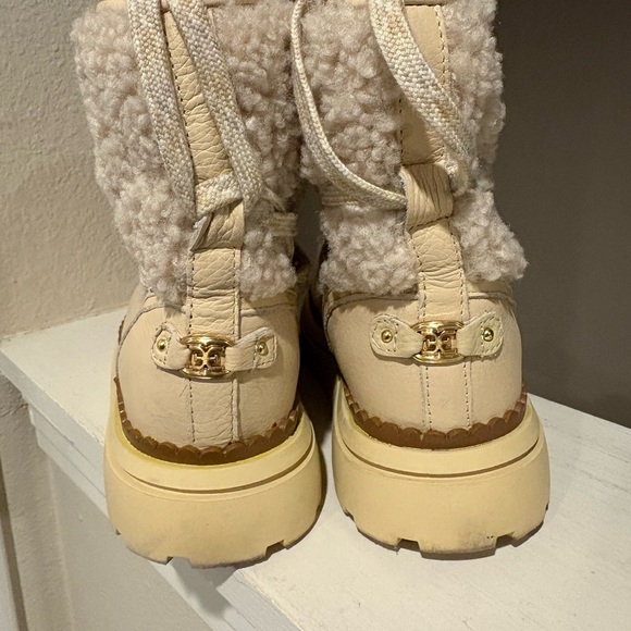 Sam Edelman Orelia Pull On Lace Up Cold Weather Ankle Boots Natural Womens 6.5 M - Picture 8 of 9
